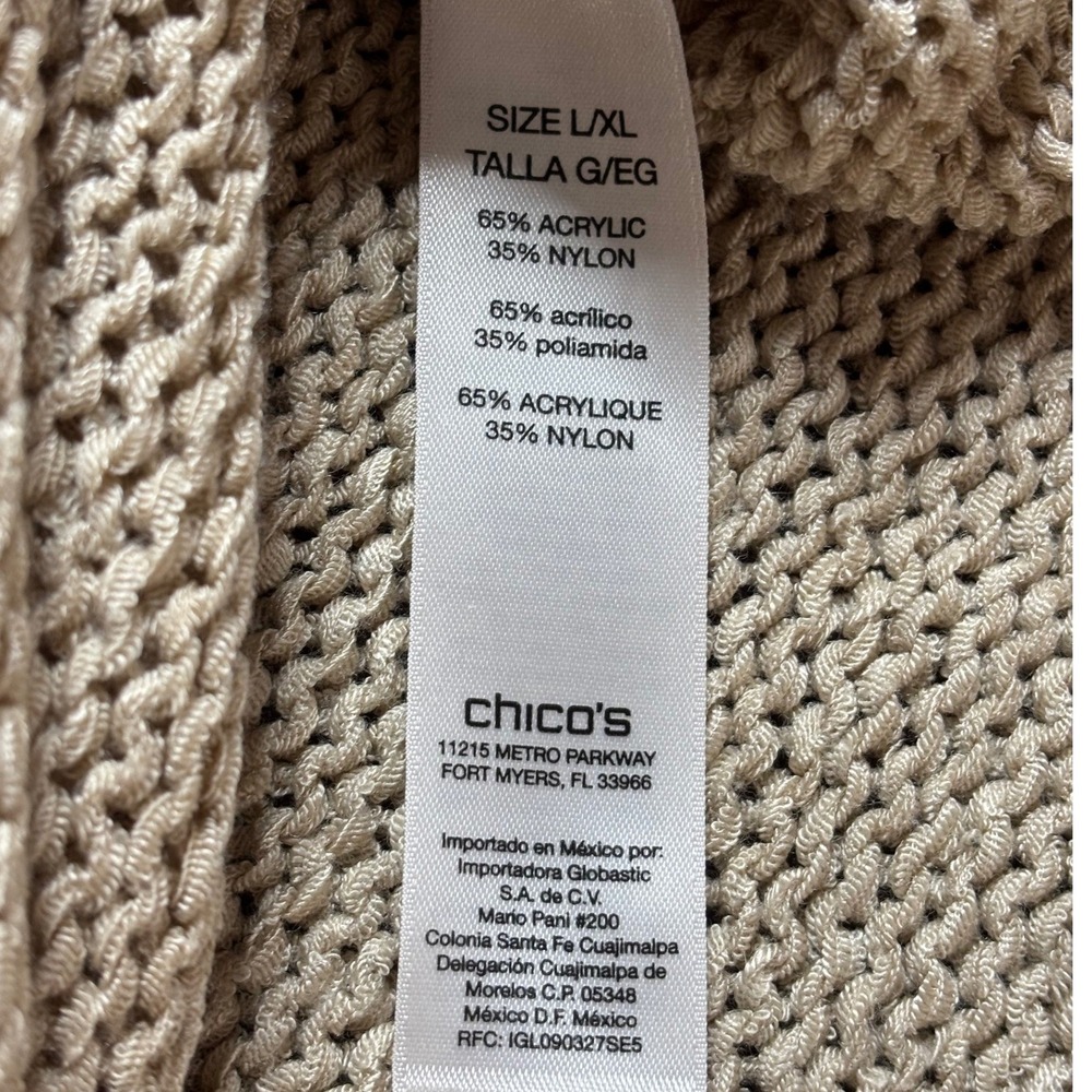 Chico's Chunky Knit Fringe Sleeveless Sweater XL Boho Eclectic Western Oversized - Picture 4 of 9